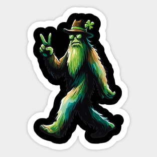 St. Patrick's Day - Irish Green Yeti Flashing Peace Sign Sticker